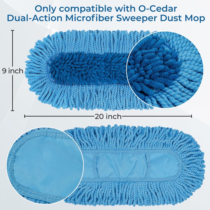 2 Pack Dust Mop Replacement Head for Floor Duster Compatible