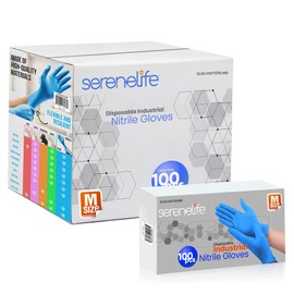 SereneLife Medium Size Nitrile Disposable Latex & Powder Free Gloves | Great for Kitchens, Food Handling, Soft & Comfortable fit | Vinyl & Nitrile blend | 1000 Count | Packaging May Vary