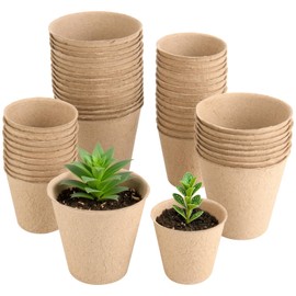 Easecos 50 Pcs 2.36/3.15 Inch Peat Pots, Plant Nursery Pots Round Seed Starter Trays Plant Growing Container for Garden Outdoor Vegetable Fruit Flower Seedling