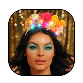 GENBREE Light Up Flower Headband Rave Sand Beach LED Head Wear Glow Hawaii Hair Accessories for Women