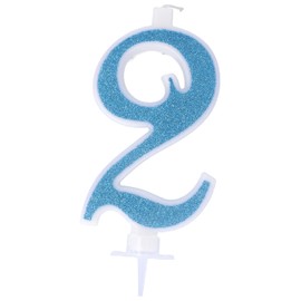 Candelina Numerale Glitter CELESTE n.2