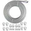 WRFDEC 1/4 Steel Cable with Loops,100Ft Wire Rope with Clamps