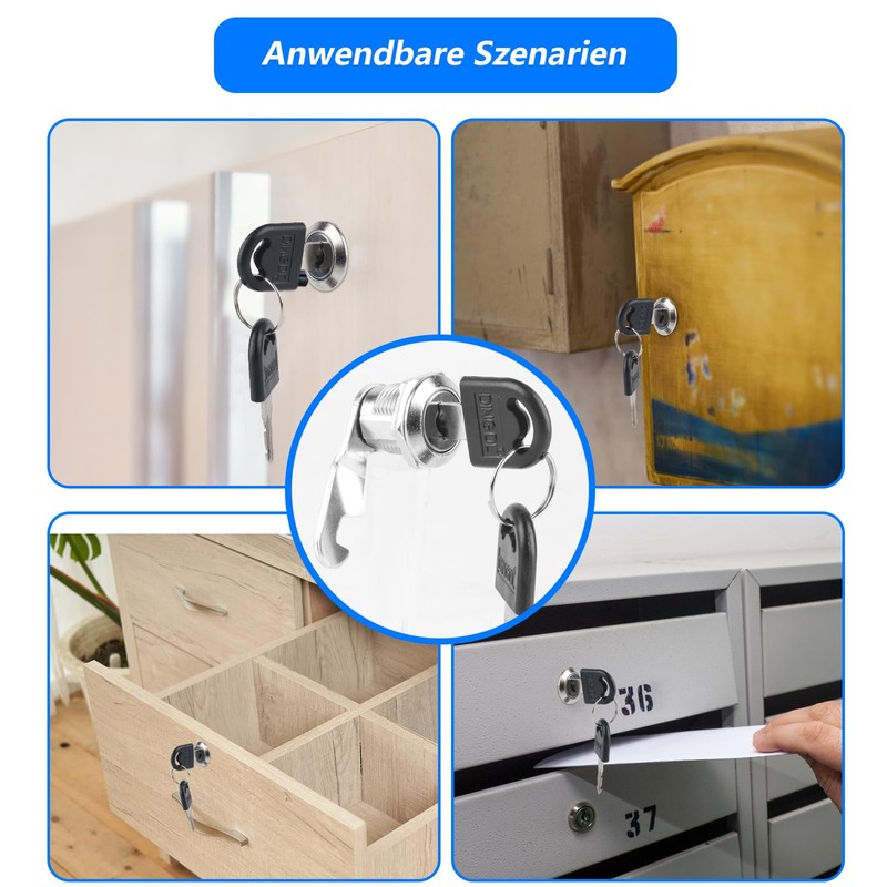 2pcs Cabinet Locks, 16mm Letterbox Locks, Security Mailbox Locks, Cam