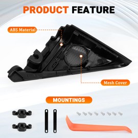 AICARS Front Car Door Window Speaker Cover for Driver and Passenger Side ABS Tweeter Speaker Panel Cover Kit Compatible with Honda Accord 2018 2019 2020 2021 2022 - Pack of 2