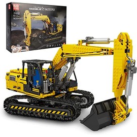 DIY Kit of Yellow excavator construction vehicle, not finished product.