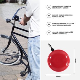 Urban Zweirad bicycle bell, Big Mama (large), bell for Dutch bikes or women’s bicycles, red, xl