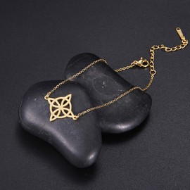Dreamtimes Trendy Witch Knot Charm Bracelet Celtics Bracelet Geometric Women Female Stainless Steel Witchcraft Chain Bracelet Wiccan Jewelry for Women Vintage Om Yoga Bracelet (GOLD)
