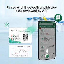 Freshliance Bluetooth Temperature Sensor, Remotely Temperature Monitor Recorder with Data Storage Export, Mutil Use Outdoor Thermometer for Refrigerator, Storage, BlueTag T10 2packs