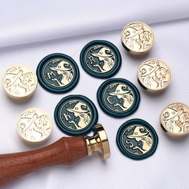 YOLAKIS Alphabet A Wax Seal Stamp Kit Magical Girl Style Initial Letter A Wax Stamp Brass Head Ideal for Decorating Christmas Cards Envelopes Gift Wraps Wedding Invitations(Kit A)