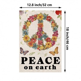 Peace Garden Flag - Peace on The Earth Decorations Burlap Welcome Summer Double Sided Vertical Holiday Yard Lawn Outdoor Decor 12.5 x 18 Inch