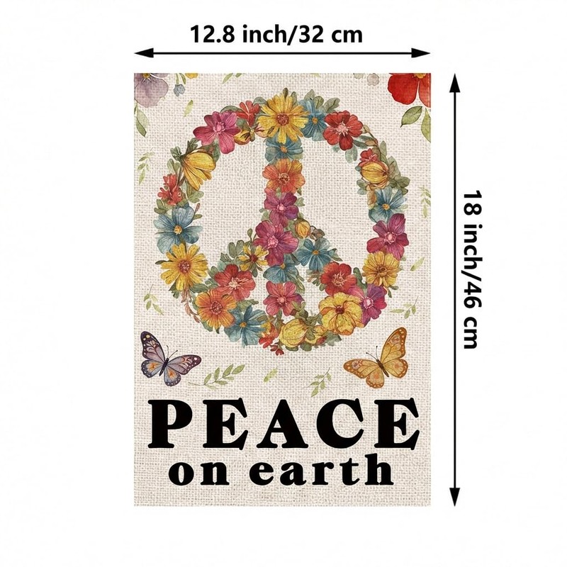 Peace Garden Flag - Peace on The Earth Decorations Burlap