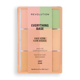 Revolution Everything Base Face Icon Complexion Palette, All-In-One Makeup for Eyes, Face, and Lips, Use as Foundation or as a Base, Light, 5g