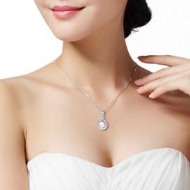 Salanda Single Pearl Necklace for Women, White Dainty CZ Pearl Drop Pendant Necklace| Elegant adjustable Chain Necklace| 18k Silver Plated Pearl Necklace for Women, mm, Pearl, Pearl