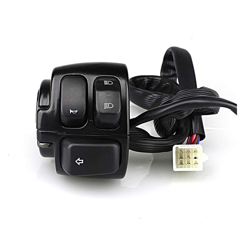Evomosa Motorcycle Handlebar Switch, 25 mm Push Button Switch, Black,