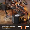 PRAISUN 61" L Shaped Desk with Power Outlets and USB-C