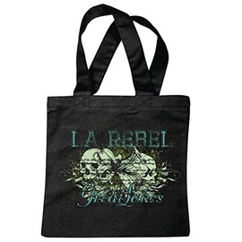 'Shoulder bag "Los Angeles Rebel Skull Gothic Outdoor Bike Club Mc Motorcycle Chopper Custom Motorbike, Meet Club Meet Shopping Bag School Bags Gym Bag in Black