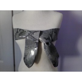 Talbots Soft  Wrap Belt  Leather  S Gray Snake Wide  Tie Sash 4  6  NWT $48