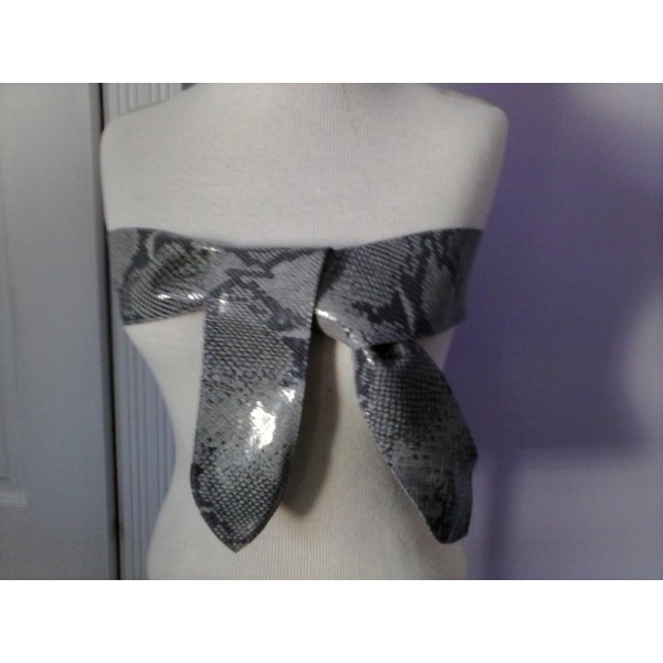 Talbots Soft Wrap Belt Leather S Gray Snake Wide Tie