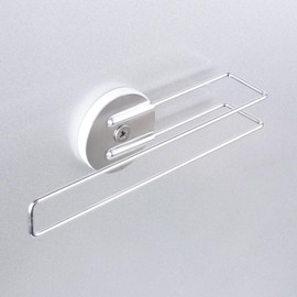 JAZBREY Magnetic Dish Cloth Holder for Kitchen Stainless Steel Sink, Rubber Coating Strong Magnet Dish Rag Hanger, SUS 304 Stainless Steel Dish Towel Bar,1 Pack, Silver