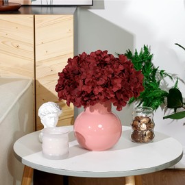 Auihiay 204PCS Hydrangea Artificial Flowers, Silk Artificial Hydrangea Flowers Heads with Stems, Hydrangea Artificial Flowers Bulk for Home Decor Wedding Table Centerpieces (Burgundy)