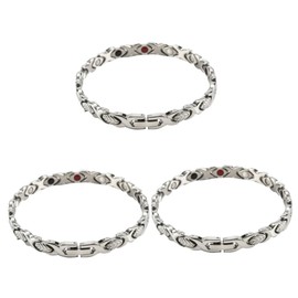 FOMIYES 3 Pcs Titanium Steel Bracelet Magnetic Therapy for Men Stylish Silver Wristband
