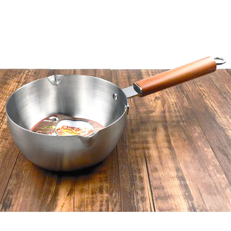 Milk Warmer Pot Stainless Steel Prevent Sticking Wooden Handle Thickened