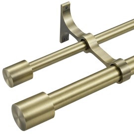 Double Curtain Rods 72-144", Decorative Double Drapery Rods with Cap Finials, Heavy Duty 1 Inch Front and 5/8 Inch Back Telescoping Dual Curtain Rod, Antique Bronze