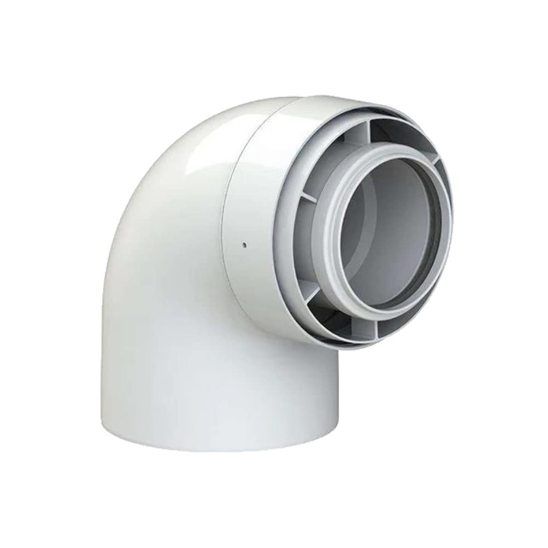Viessmann 7373226 87 Degree Flue Elbow, White and Black