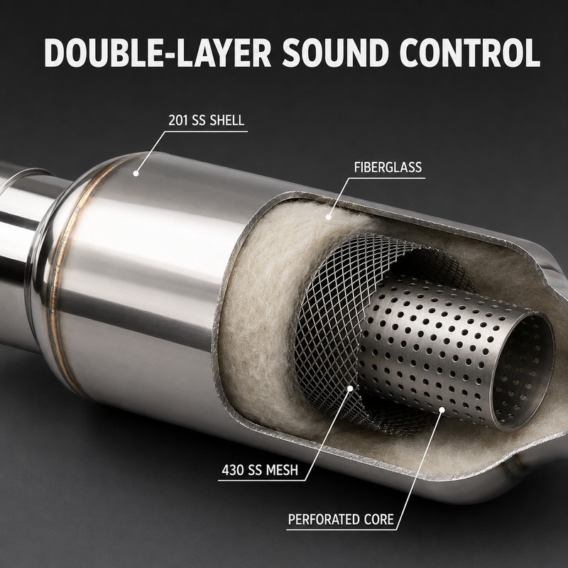 2.5 Inch Stainless Steel Exhaust Resonator 12 Inch Straight-Through Muffler