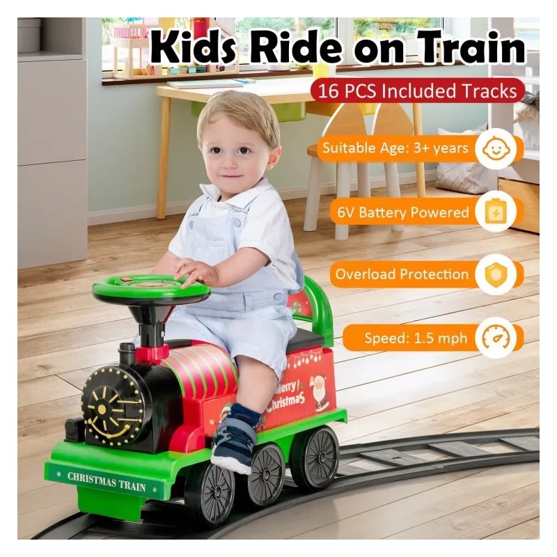 Costway 6V Battery Powered Kids Ride On Electric Train Set