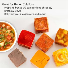 1/2 Cup Silicone Freezer Tray With Lid,Silicone Freezer Molds 6-Pack For meal prep & freezing of various sauces and other dishes, makes 36 perfect 1/2 cup portions cubes (Multicolor 6 Pack)