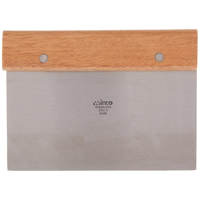 Winco Winware Stainless Steel Dough Scraper with Wood Handle