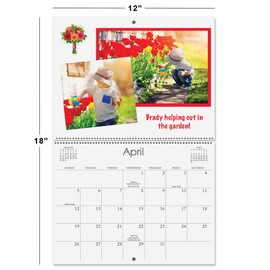 Current 2026 Scrapbook White Wall Calendar - 12-Inch x 9-Inch Size Closed, 18-Inch Size Open, Large Bookstore-Quality, DIY Spiral-Bound Hanging Calendar for Kitchen & Office