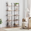 HOOBRO DIY Ladder Shelf, 5-Tier Wooden Wall Mounted Bookshelf, Narrow