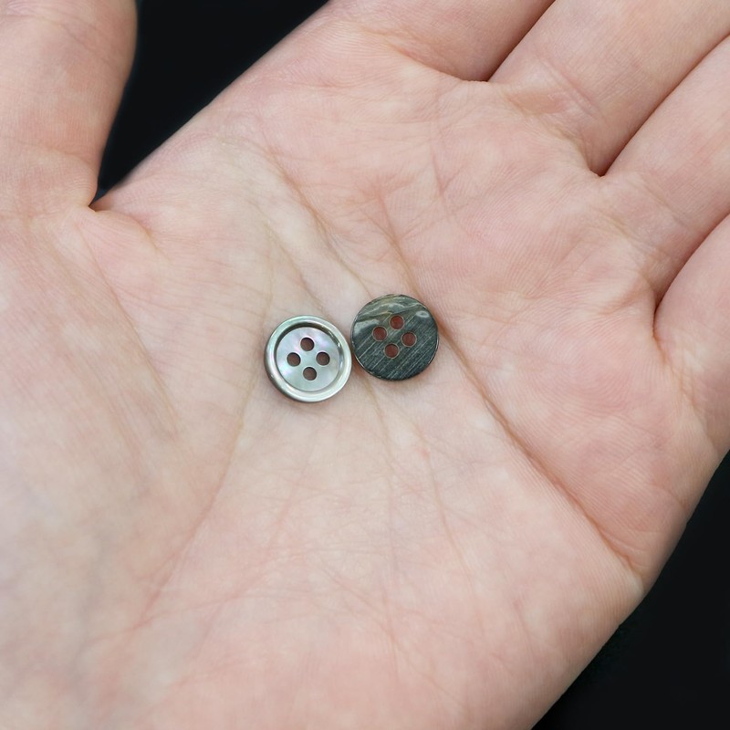 Shell Buttons, Shellfish Buttons, Single Sided, Black Butterfly Shell Shirt