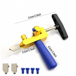 2 in 1 Glass and Tile Cutting Tool with Tungsten Steel Blades and Breaking Pliers – Manual Hand Cutter for Glass, Mirrors, Ceramic and Glazed Tiles – Ideal for DIY and Home Projects (A)
