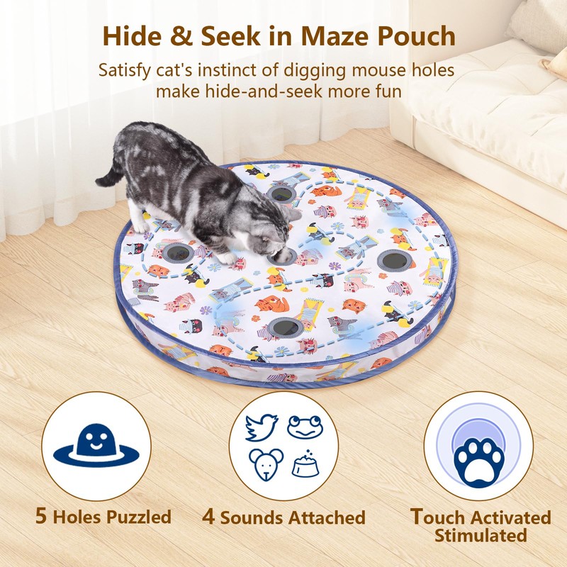 GoldenSun Interactive Cat Toys, Automatic Fast Rolling Ball in Pouch,