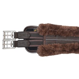T TEKE Anatomic Luxury Plush Fleece Horse Girth - Contoured Pressure Relief English Girth with Dual-Side Heavy-Duty Elastic, Ultra-Soft Fleece Lining, Stainless Steel Solid-Roller Buckles & D-Ring