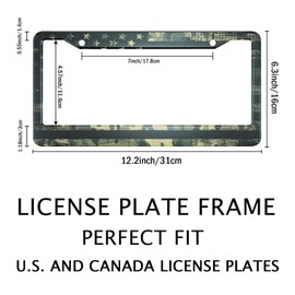 Smooffly American Flag with Camouflage License Plate Frame Metal License Plate Front Plates Frames Car Tag Frame for Women Men US Vehicles Standard 12.2 x 6.3 Inch