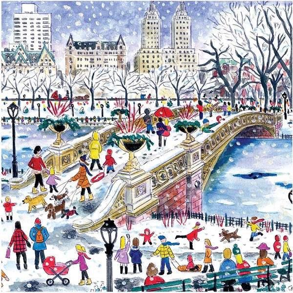 Galison 500 Piece Michael Storrings Bow Bridge in Central Park Jigsaw Puzzle for Adults and Families, New York City Puzzle with Central Park Scenery