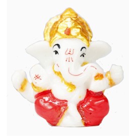 ASHIRWAD 2.0" Small Ganesha Statue, Sculpture, Mini Lord Ganesh, Ganpati Polyresin Idol in Multicolour (Red)
