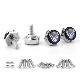 Mysttoo Car License Plate Screw Bolt Set, Alloy Steel Motorcycle Tag Fastener Air Force Cap Cover Bolts Screws Bike Vehicle Plate Frame Fasteners Mounting Kits (4PCS)