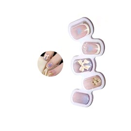 Gel Nail Curing Type, Gel Nail Seal Hardening Type, Nail Reinforcement Protection, Nail Tip, Hand Use, For Office Commutes, Simple, Gel Nail Seals, 24 Pieces, Bowtie