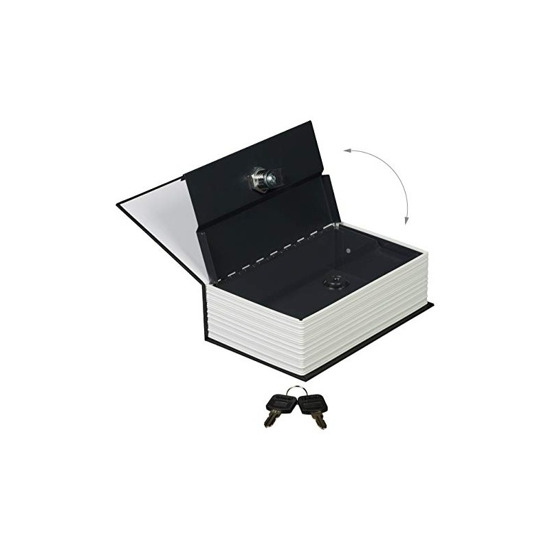 Relaxdays Safe with Key in Book Shape Steel Compartment, Black,