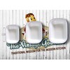 Vintage Gourmet ® Premium White Enamelware with Blue Rim, Oblong,