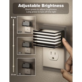 JandCase LED Night Light, [2 Pack] Night Lights Plug into Wall with Dusk to Dawn Sensor, Dimmable Plug in Night Light, Adjustable Brightness, 5000K Daylight White Nightlight for Bathroom Hallway