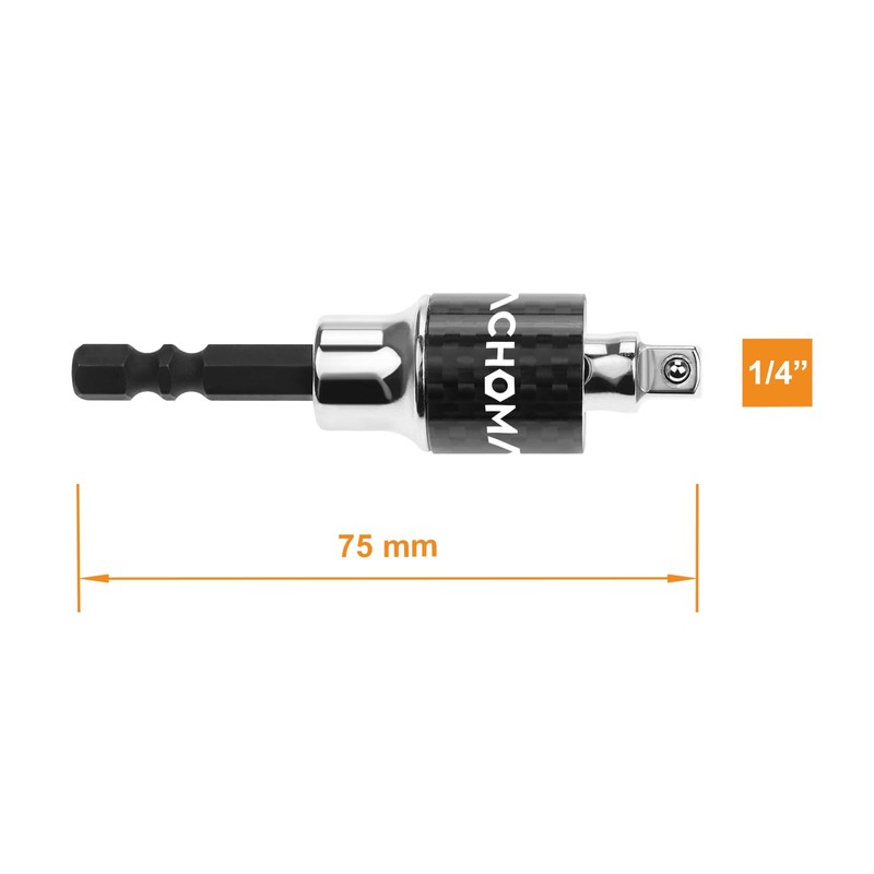 MACHOMAN Swivel Socket Wobble Adapter Extension, Socket Drill Adapter 1/4"