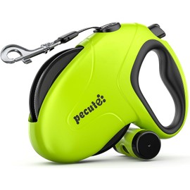 Pecute Correa Retráctil Para Perros De 32 Pies Con Tiras Reflectantes, Correa Para Perros Sin Enredos De 360°, Control Con Un Botón Y Correa De Nailon Resistente Para Perros Con Bolsa Para Excrementos