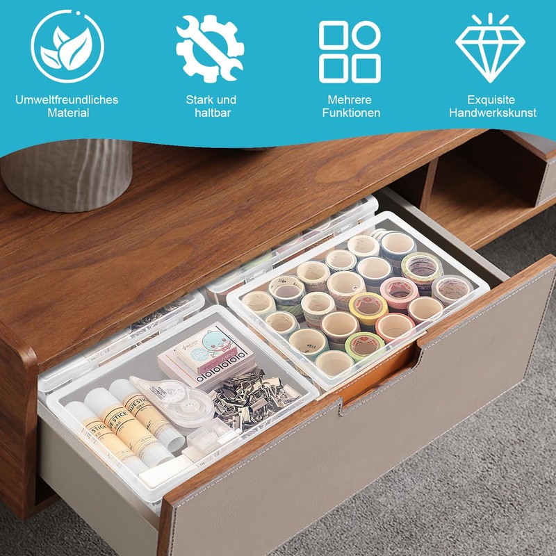 Storage Box with Lid, Multi-Purpose Storage Box, 2 Pack, Rectangular