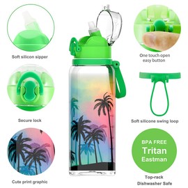 Cute Water Bottle with Straw for Women Teen Girls, BPA FREE Tritan & Leak Proof One Click Open Flip Top & Easy Clean & Soft Carry Loop, 30oz / 900ml (Unicorn)
